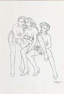 Roberto Baldazzini - 1 Original drawing - Il Trio | Catawiki