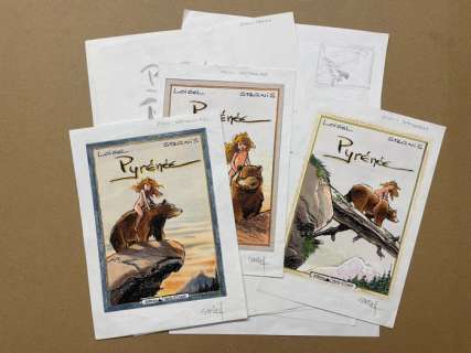 Sternis, Philippe - 4 Original preliminary drawing + 3 original colour - Pyrénée - Projet de couverture - 1998 | Catawiki