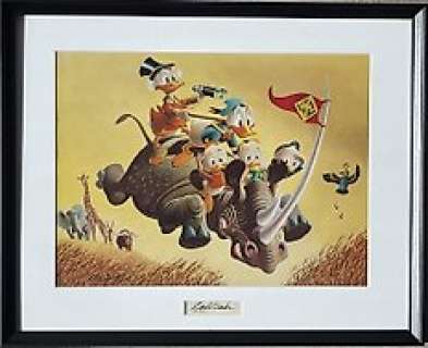Carl Barks - Far Out Safari - beautiful print with original signature insert NO RESERVE! | Catawiki