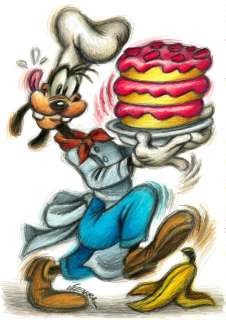 Joan Vizcarra - Goofy the Chef - Birthday Cake - Original Drawing - Pencil on Paper | Catawiki