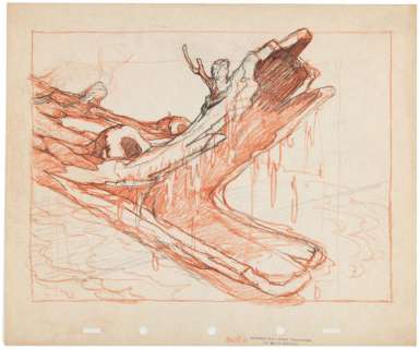 SNOW WHITE LOG ALLIGATOR ORIGINAL STORYBOARD ART. | Hake’s