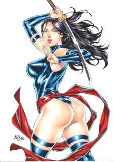Ed Benes - Psylocke - 9"x12" COLOR By Fred Benes
