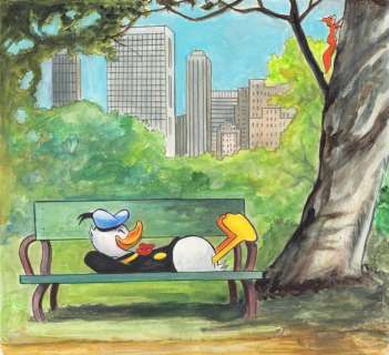 Tony Fernandez - Donald Duck in Central Park - Original Painting - 52 x 50 cm | Catawiki