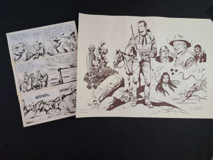 Letteri, Guglielmo - 2 Original drawing - Tex - La Legge del più Forte e Diablero - 1970 | Catawiki