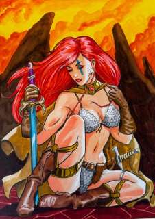 Candita, Giuseppe - 1 Original colour drawing - Red Sonja | Catawiki