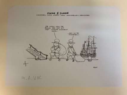 Van Tol, Jean-Marc - 1 Original drawing - Fokke & Sukke - Fokke & Sukke hadden nog nooit van aandelen gehoord - 2008 | Catawiki