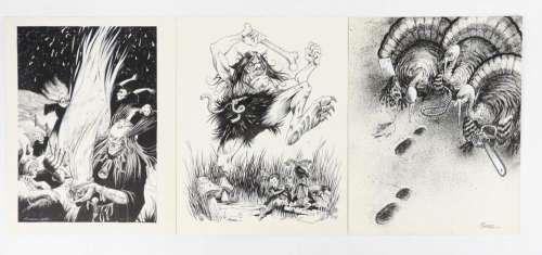 Lot 378 - 3PC Steve Purcell Fantasy Original Artwork