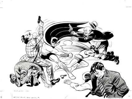 Peter Poplaski - Batman: the Dailies #1 Huge Back Cover Art (Batman & Robin Battle Bad Guiys Throughout!) 1990