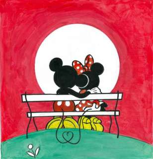 Tony Fernandez - Mickey and Minnie Embracing the Sunset - Original Painting - Hand Signed | Catawiki