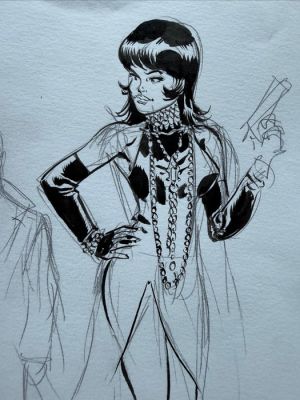Meynet, Félix - Dessin original préliminaire - personnage féminin au revolver - 1 Comic | Catawiki