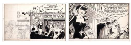 Jijé - Herculena, ensemble de 2 illustrations Ã  l‘encre…