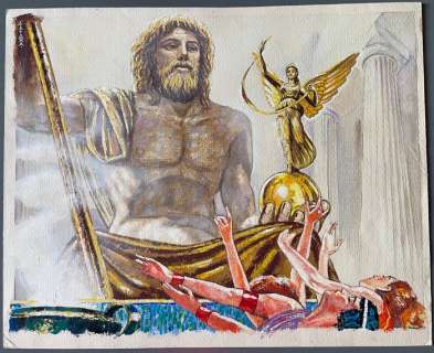 Tadema, Auke Anne - 1 Original colour drawing - Het beeld van Zeus in Olympia | Catawiki