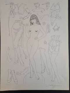 Baldazzini, Roberto - 1 Original drawing - Bettie Page: Paper Dolls | Catawiki