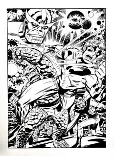 Mike Machlan - Thing, Captain Marvel, Thanos, Super-Skrull Battle Pinup