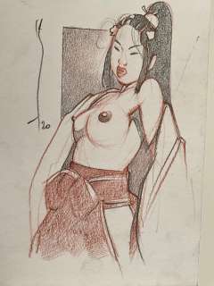 Michetz, Marc - 1 Original colour drawing - Geisha - 2020 | Catawiki