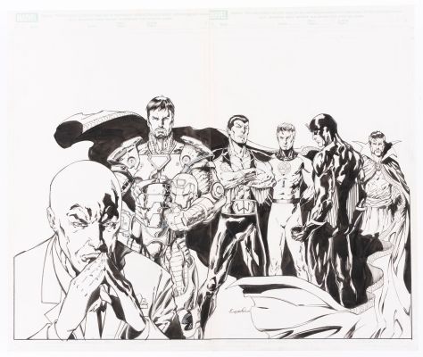 Lot 86 - AARON LOPRESTI ILLUMINATI DOUBLE-PAGE SPREAD PIN-UP ORIGINAL ART. | Hake’s