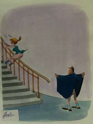 Hoviv - 1 Original colour drawing - Tout feu tout femme - 1973 | Catawiki