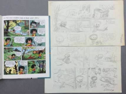 Walthéry | â€œLi pÂ´tit bout d’tchiqueâ€  - original penciled preparatory plate (p.1)  - (1975) | Catawiki