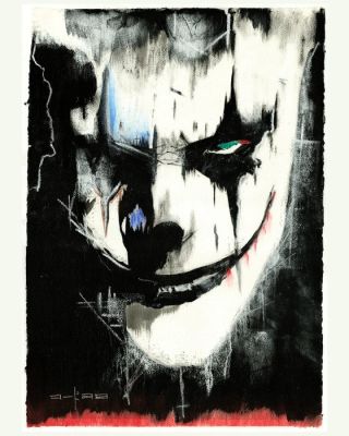 Kodo88 – Œuvre d’art en médias mixtes originale - Joker Portrait (Smiling) - Hand Signed | Catawiki