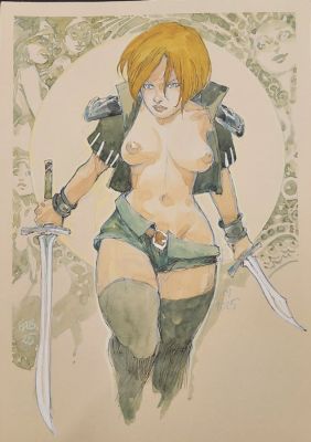 Fabrice Meddour - 1 Original drawing - Guerrières Celtes | Catawiki