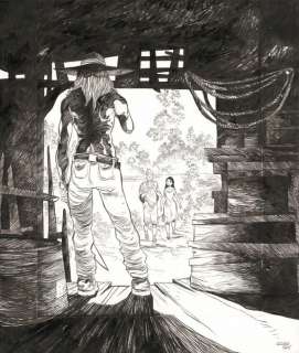 Olivier Pont - Couverture originale du tirage luxe pour la librairie Bulles au Mans (supports accolés) - O Maneta - Un putain de salopard