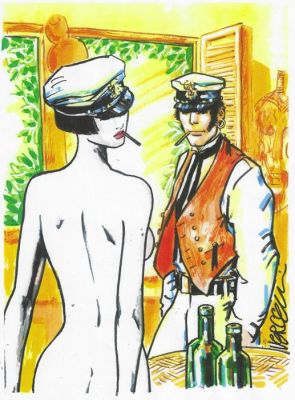 Vercelli, Gino - 1 Original colour drawing - Corto Maltese, Valentina - Omaggio a Pratt e Crepax - 2026 | Catawiki