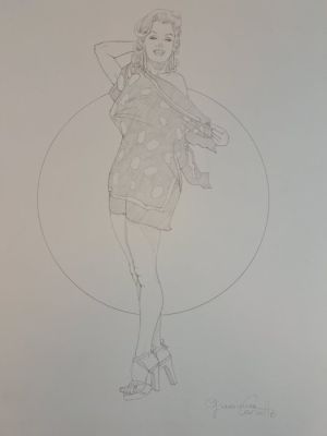 Casotto, Giovanna - 1 Original preliminary drawing - Marylin Pin up | Catawiki