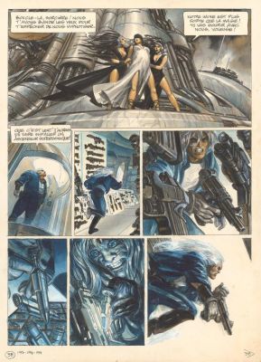 Juan Gimenez | Planche originale n°38 accompagnée de sa première étape - Honorata la Trisaïeule - La Caste des Méta-Barons | Daniel Maghen