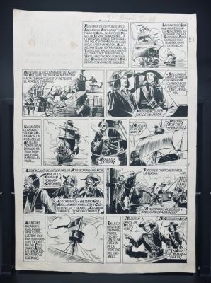 Batet, Francisco - 1 Original page - El Corsario Azul - Lucha a Muerte - Pérez de Lerma encuentra una pista - 1950 | Catawiki