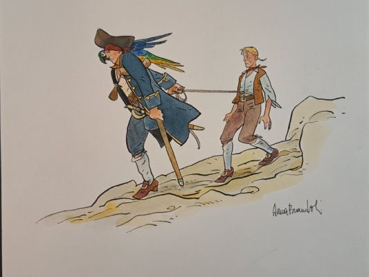 Brandoli, Anna - 1 Original colour drawing - Stevenson: L’isola del tesoro | Catawiki