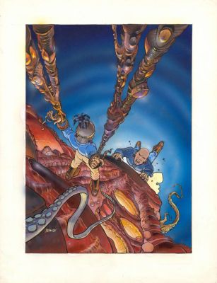 Philippe Adamov | Illustration originale, couverture de l’album - La Chambre verte - Dayak | Daniel Maghen