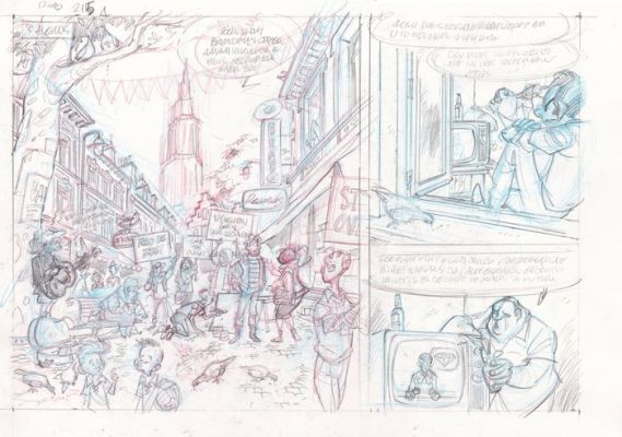 Cambré, Charel - 1 Original preliminary page - Robbedoes 2 - Het plan van Wiebeling - 2017 | Catawiki