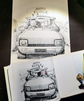 Serre, Claude - 1 Original drawing - Humour Noir - l’automobile " auto-école" - 1977 | Catawiki