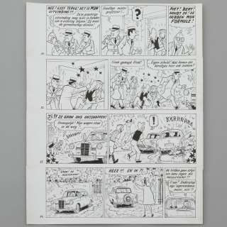 Jozef Van Hove (Pom) (1919-2014) | De Dubbel-koolzure Soda-bom. Originele tekenplaat van de 9de pagina uit het verhaal. Totaal van 4... | Bernaerts