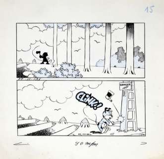 MAS (Roger Mas, dit. 1924-2010) - Pifou, ensemble de 4 planches Crayon de couleur et encre de Chine sur papier, diffusé...