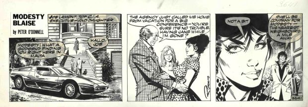 Enric Badia Romero | Modesty Blaise – Original daily strip #3641 – The Reluctant Chaperon – Romero | Origin Of Comics