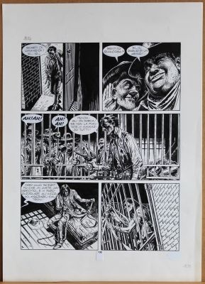 Jose Ortiz | Tavola originale per MAXY TEX 11 ‘Il cacciatore di fossili’. Cm. 36,5 x 51. SBE 1997. Pag 108. | Art e Fumetto