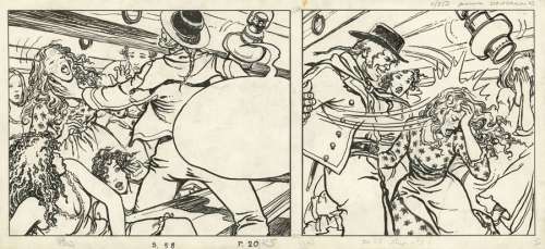 El Gaucho Encre de Chine pour le premier strip de la lanche 20 de l’album. 19,5 x... | Tessier Sarrou