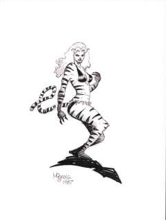 Mike Mignola - Tigra Full-Body - Pencil & Ink Commission - Signed 1987