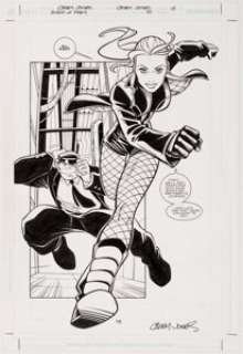 Casey Jones Birds of Prey #51 Splash Page 14 Original Art (DC, 2003).  Black Canary charges into action, while - | Heritage