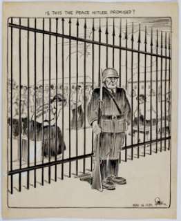 Jack Patton Is This the Peace Hitler Promised? One-Panel Daily Editorial Cartoon Feature Original Art (Dallas ... | Heritage