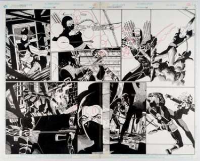 Rick Hoberg Green Arrow #75 Pages 26 and 27 Original Art (DC, 1993). Shado and the Black Canary battle a - | Heritage