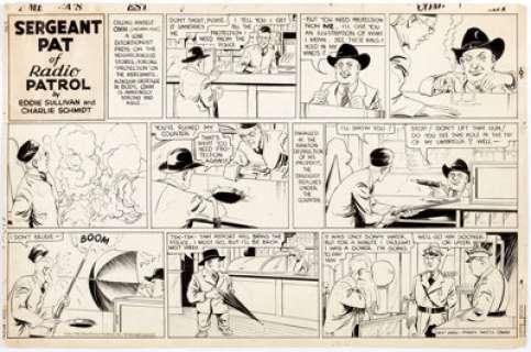 Charles Schmidt Sergeant Pat of the Radio Patrol Sunday Comic Strip Original Art dated 9-8-40 (King Features Syndi...