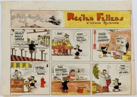 Gene Byrnes Reg‘lar Fellers Partial Hand-Colored Sunday Comic Strip Original Art 1-1-24? (NY Tribune, 1924)....