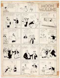Frank Willard Moon Mullins Sunday Original Comic Strip Art 12-8-29 (Chicago Tribune, 1929). Apparently Moon makes even - | Heritage