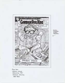 Jay Lynch Garbage Pail Kids "Fanboy Frank" Card Preliminary Illustration Original Art (Topps, c. 2000s)....