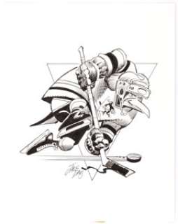 Jack Davis Pittsburgh Penguins Hockey Illustration Original Art (Hot Shots, c. 1990s).... | Heritage