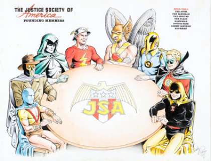  - Andy Price - Justice Society of America Roundtable Illustration Original Art (2001)....