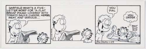 Jim Davis Garfield Daily Comic Strip Original Art dated 11-25-2005 (Paws/United Feature Syndicate, 2005). ... | Heritage