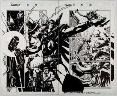 John Paul Leon and Bill Reinhold Earth X #5 Double Splash Page 4 and 5 Original Art (Marvel, 1999).... | Heritage